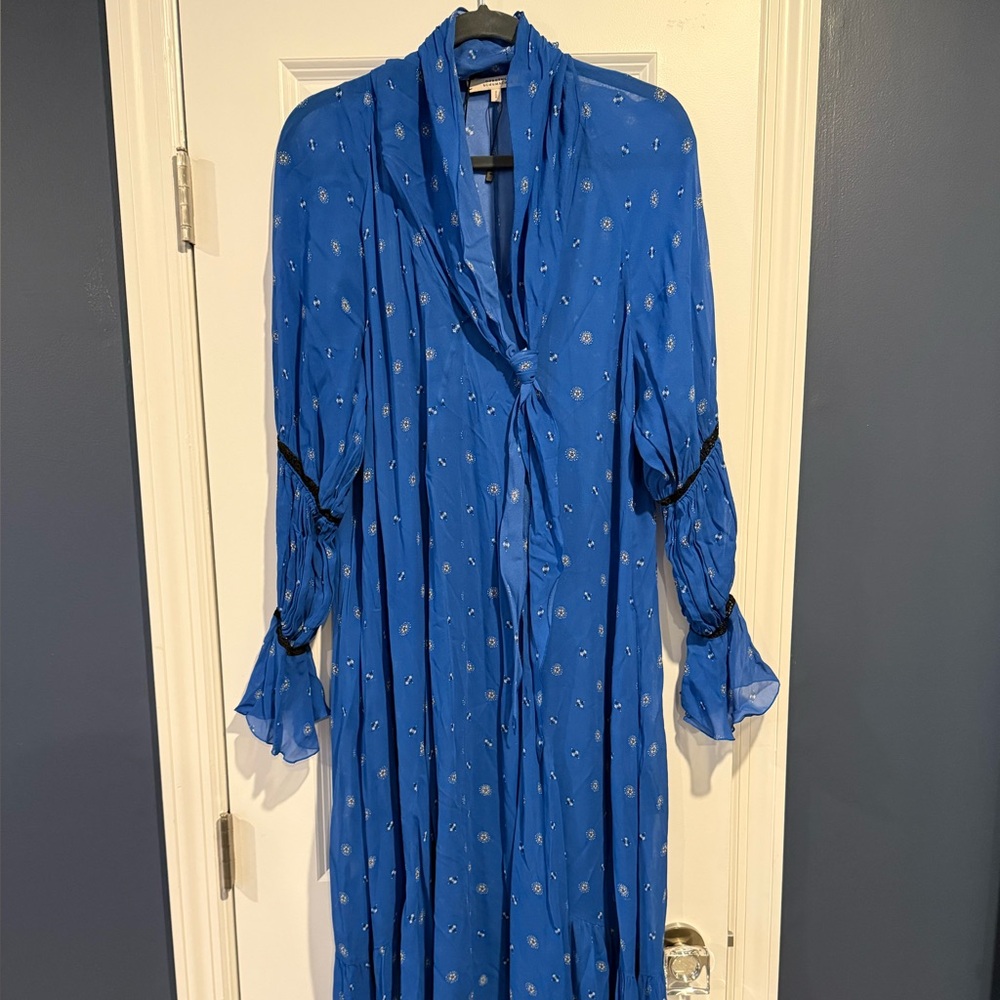 Dorothee Schumacher Something Blue Dress-Blue Tie Print- Size 5 (XL) - Picture 3 of 8